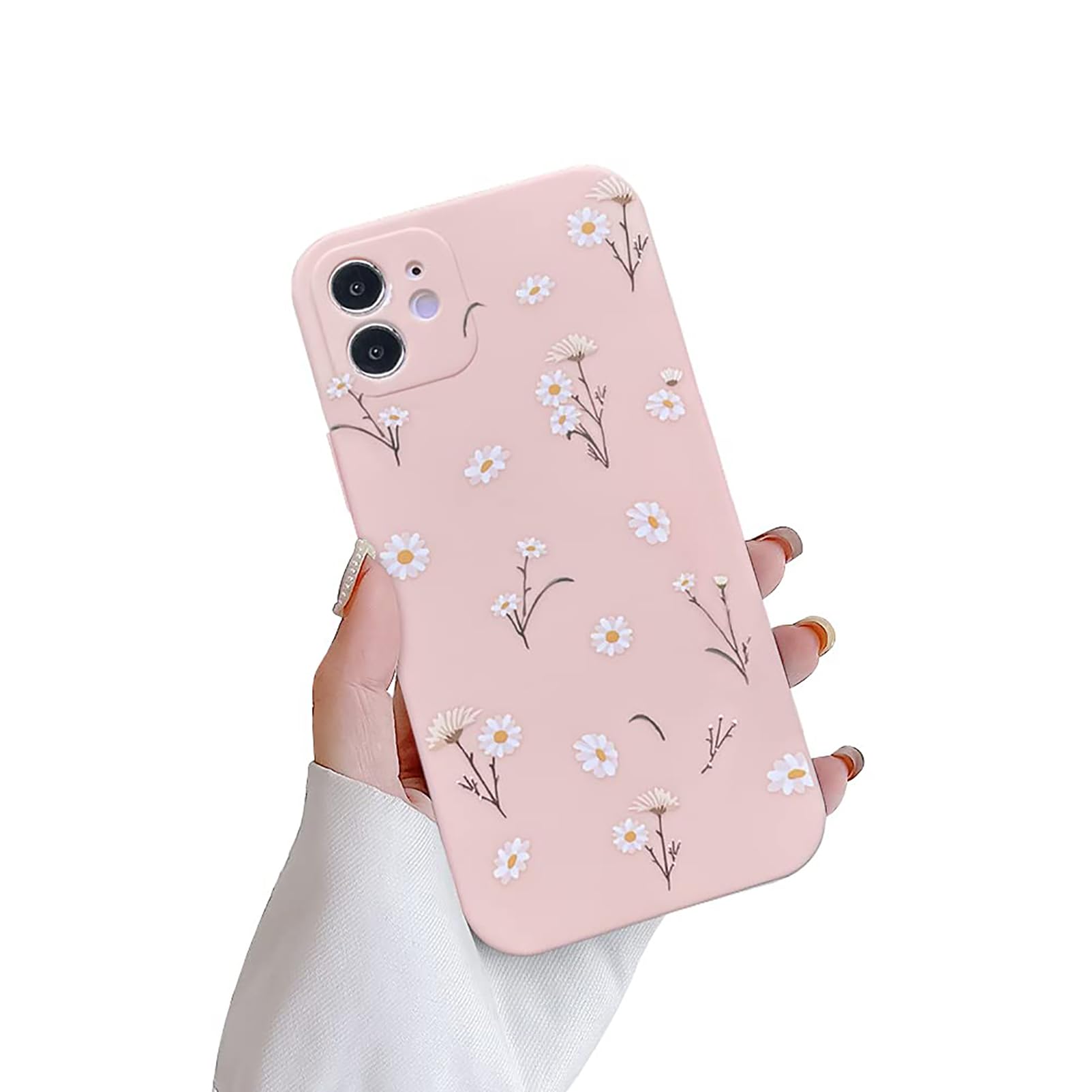 Custodia Ownest Per IPhone 12 (Non Per 12 Pro) - Motivo Floreale Margherite, Silicone Morbido TPU, Bianco