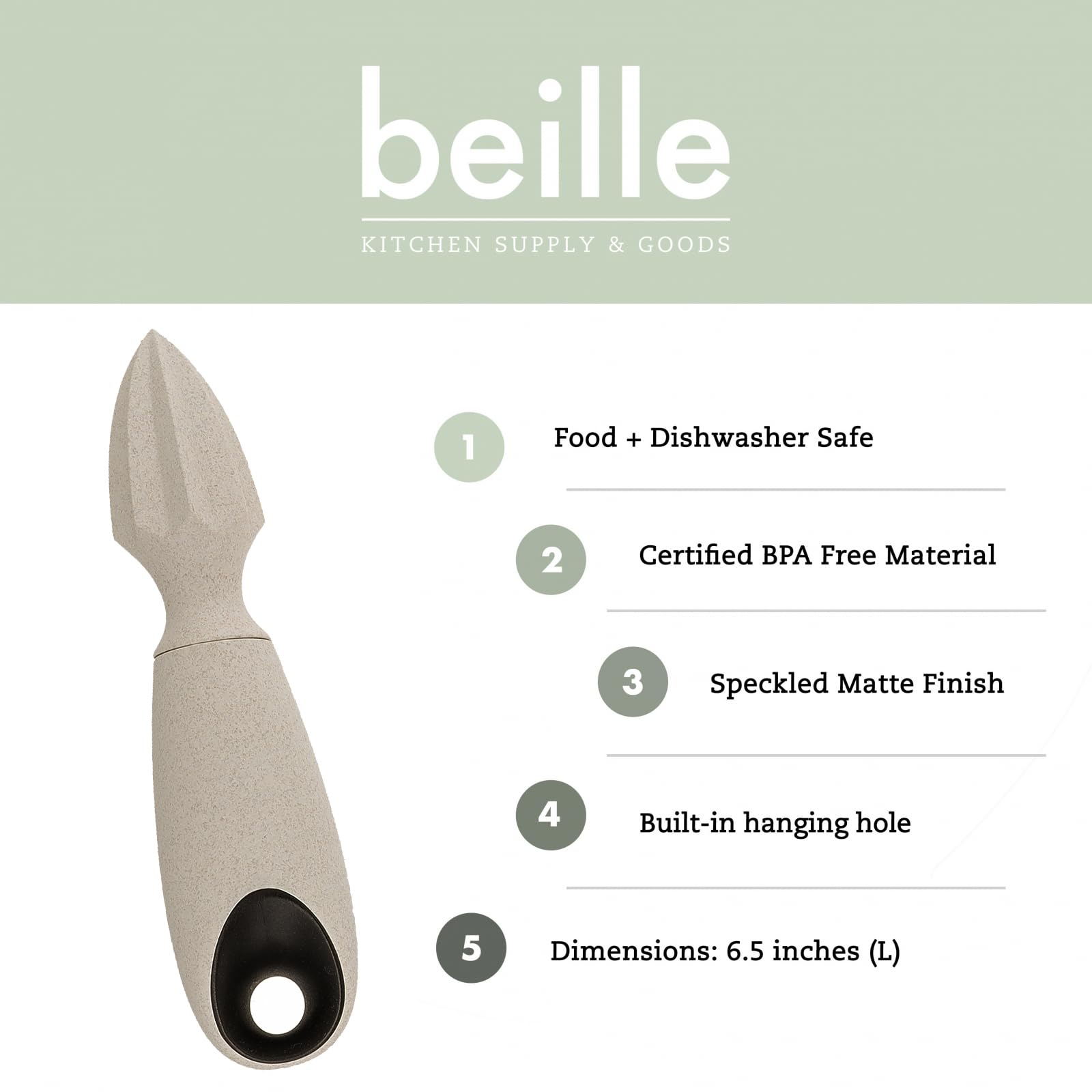 Beille Handheld Lemon Squeezer Citrus Reamer Wheat Straw Kitchen Gadgets, 6.5 in