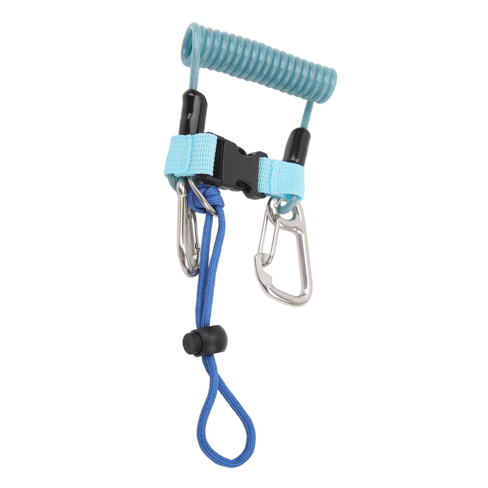Yuecoom Diving Hook Rope,Diving Camera Spring Rope, Stainless Steel Diving Anti Lost Hook Spring Rope,for Connecting Flashlights, Diving Camera, Diving Equipment(Blue)
