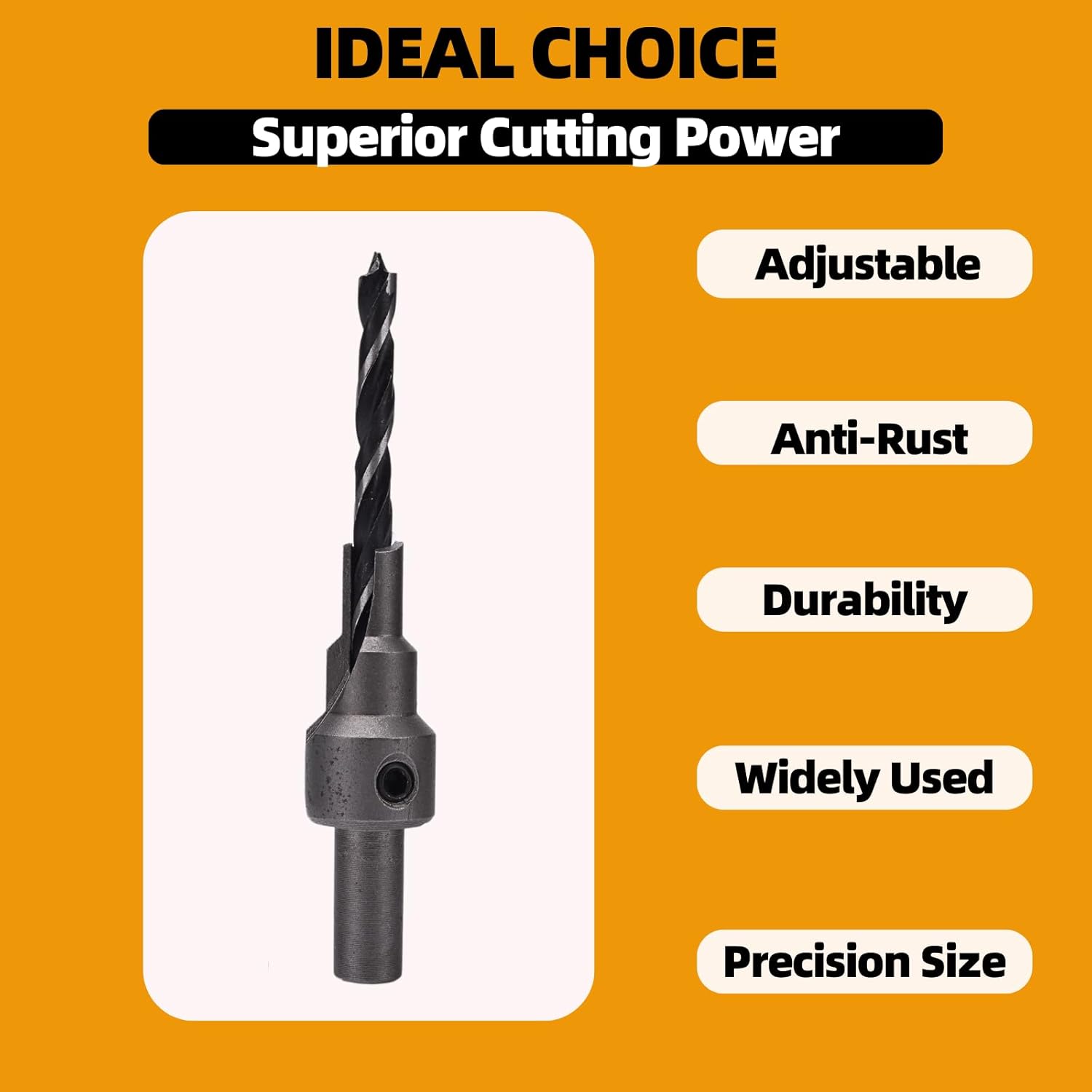 Adjustable Countersink Drill Bit, Wood Countersink for Confirmat Screw Two-Piece Drill Bit M6.3X 40mm/M6.3X 50mm Diameter 4.5mm Tools