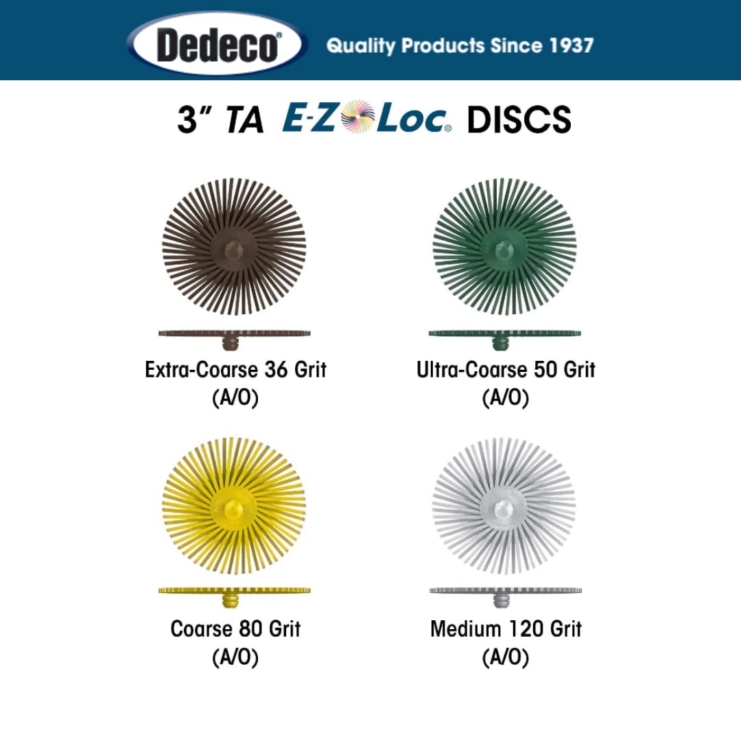 Dedeco Sunburst Radial Bristle Discs 10-Pack - 3" Angled E-Z Loc - White 120 Grit (Medium) - Aluminum Oxide for Polishing & Finishing