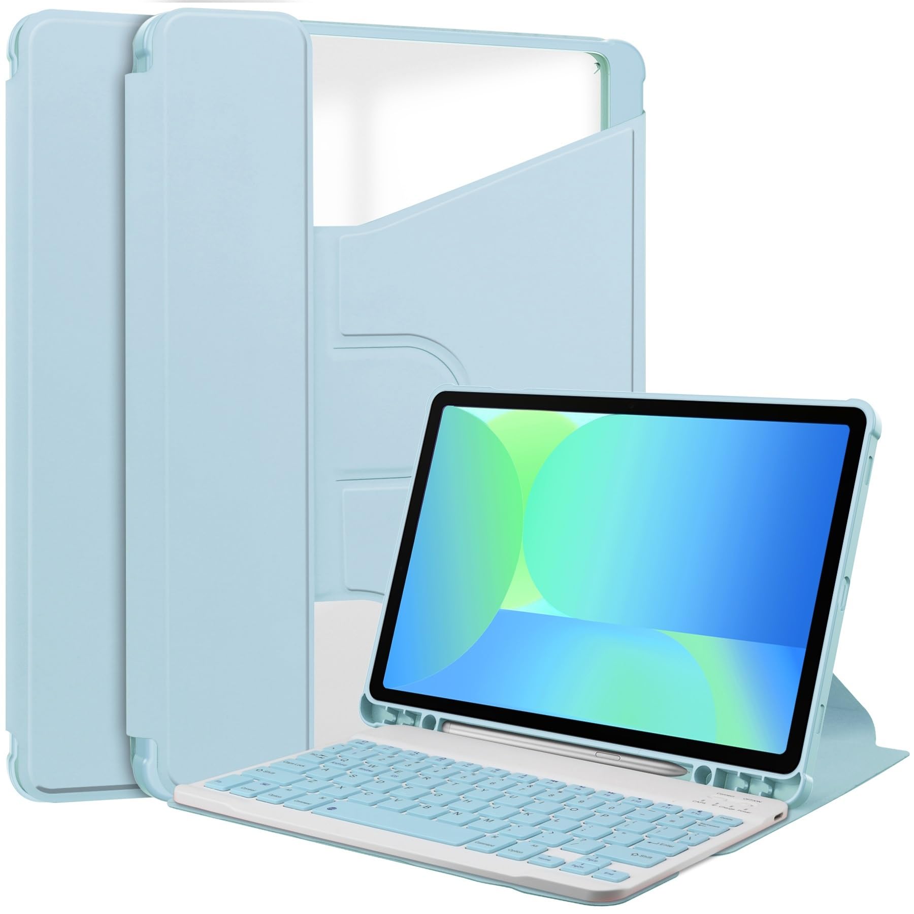 Funda para Samsung Galaxy Tab S10 FE de 10.9" SM-X520 teclado giratorio azul 8