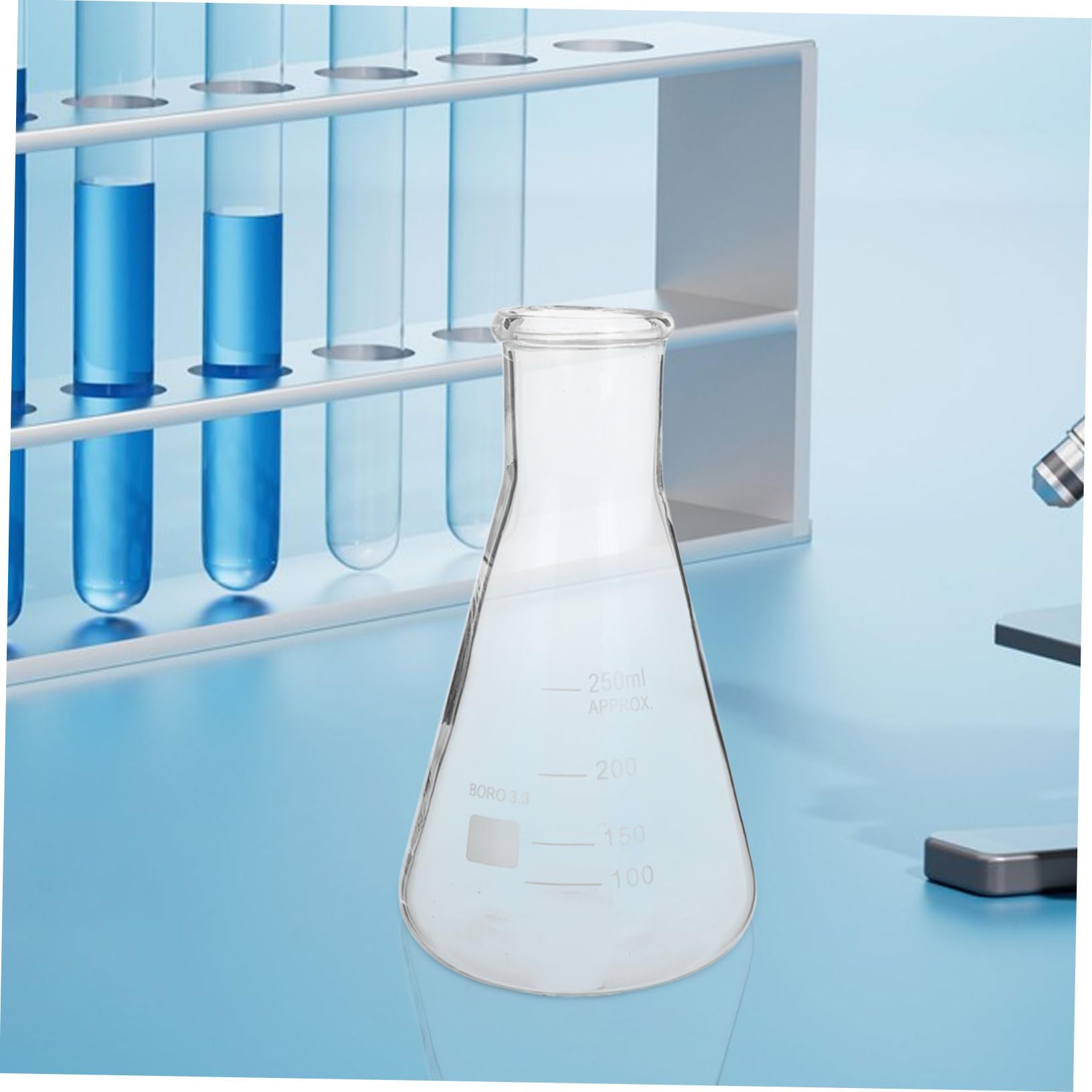Zerodeko Matraces Erlenmeyer Juego de 5 de Vidrio de Borosilicato y Diseño Cónico Base Triangular, Capacidad Variada para Experimentos de Laboratorio y Química