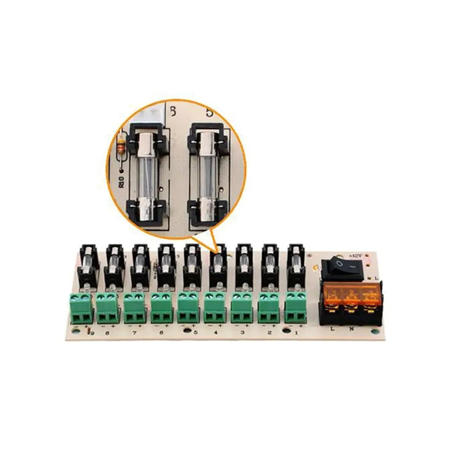 12V/24V DC Power Distribution 9-Way PCB Board Terminal Block for Switching Power Supply Current Wiring LED Switch