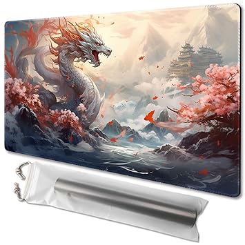 MTG Playmat Size 24x14in Free Storage Bags Non-Slip Backing Printing, Ideal for Card Game Enthusiasts TCG Playmat Mouse Pad (Guardian,No with Zone)