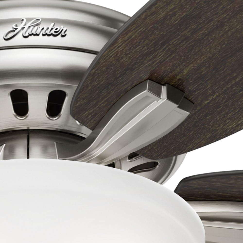 Hunter Fan 52 inch Brushed Nickel Ceiling Fan with Cased White Light Kit (Renewed)