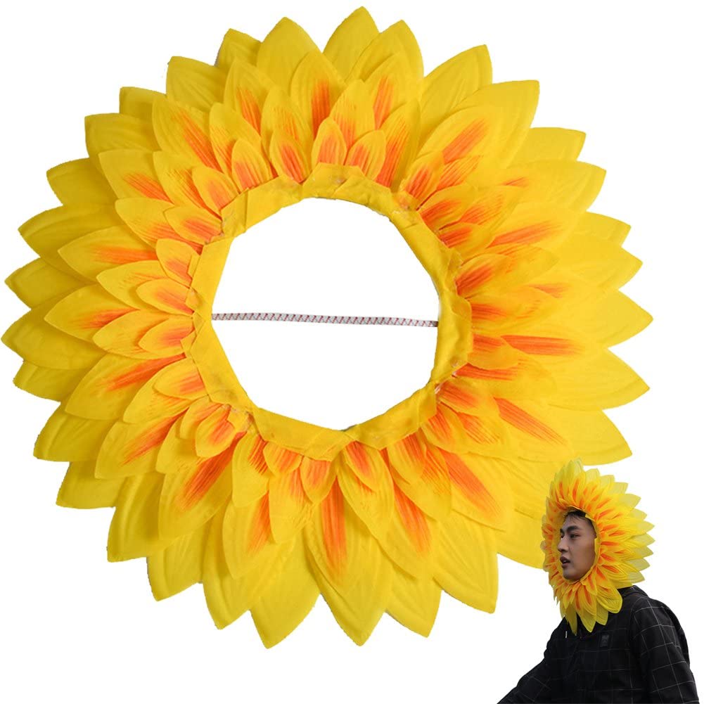Luxylei As Shown Sunflower Headgear Funny Performance Props Sunflower Hat Hood For Dance Party Festival Games Kids Teens Adults