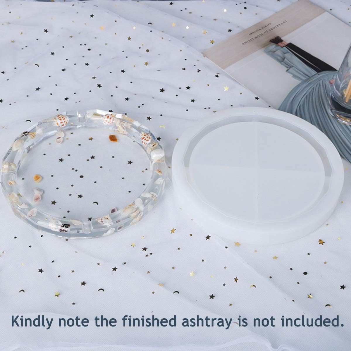 3 Pack Extra Large Ashtray Resin Mold Kit, 1 Pack Square Ashtray Mold and 1 Pack Polygon Ashtray Molds with 1 Pack Silicone Mat for Resin Epoxy
