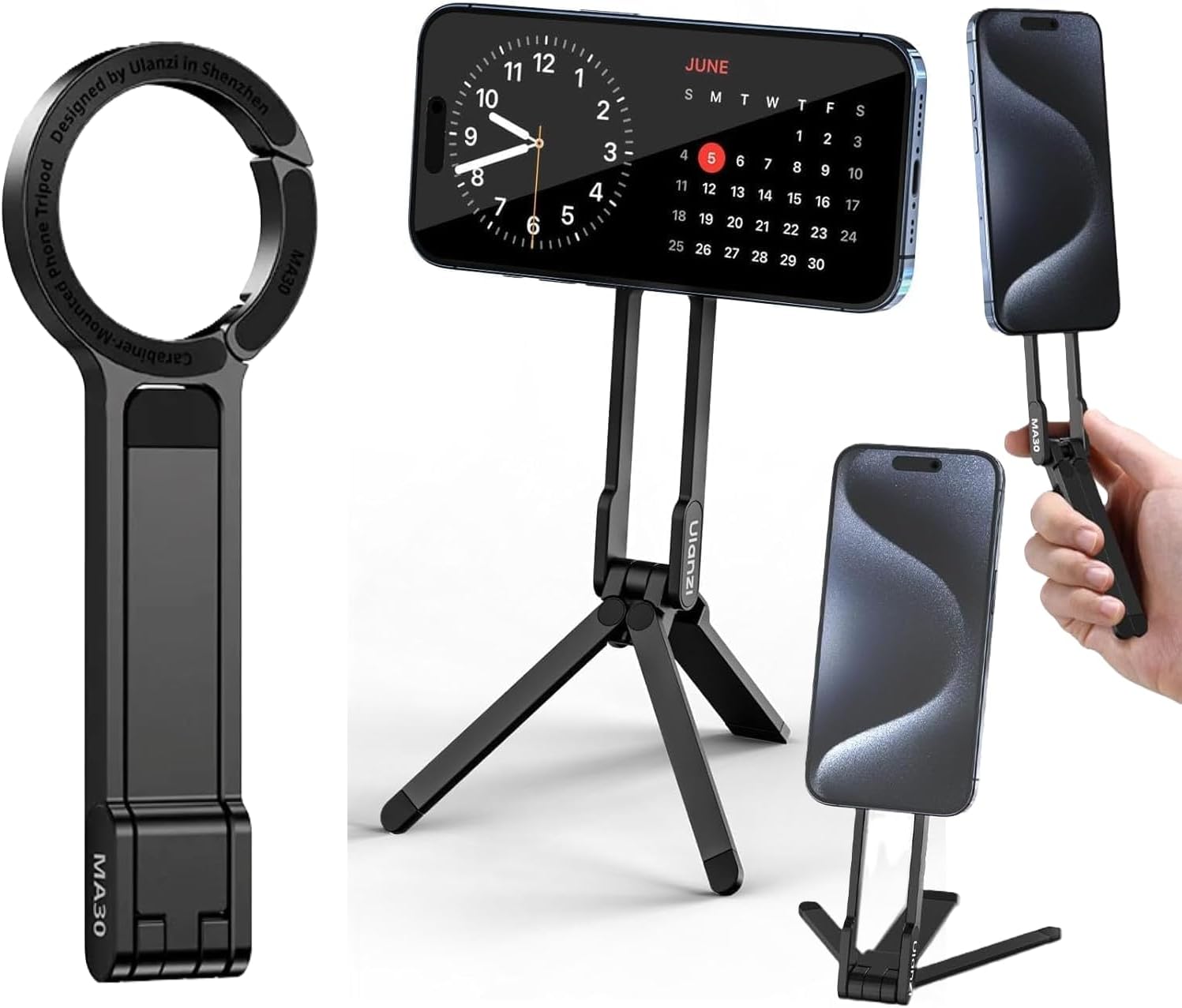 Ulanzi MA30 Mobile Phone Tripod, Smartphone Tripod, MagSafe Compatible, Strong Magnet, Foldable, Convenient to Carry, Selfie Stick, Smartphone Stand, Perfect for Live Broadcasting, Recording Videos,
