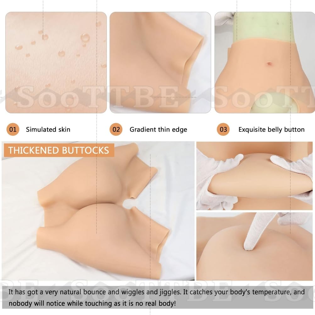 Vollsilikon Gesäß Höschen Hüftverbesserer Offener Schritt Atmungsaktiver Höschenformer Gepolsterte Push-Up Boxershorts für Frauen