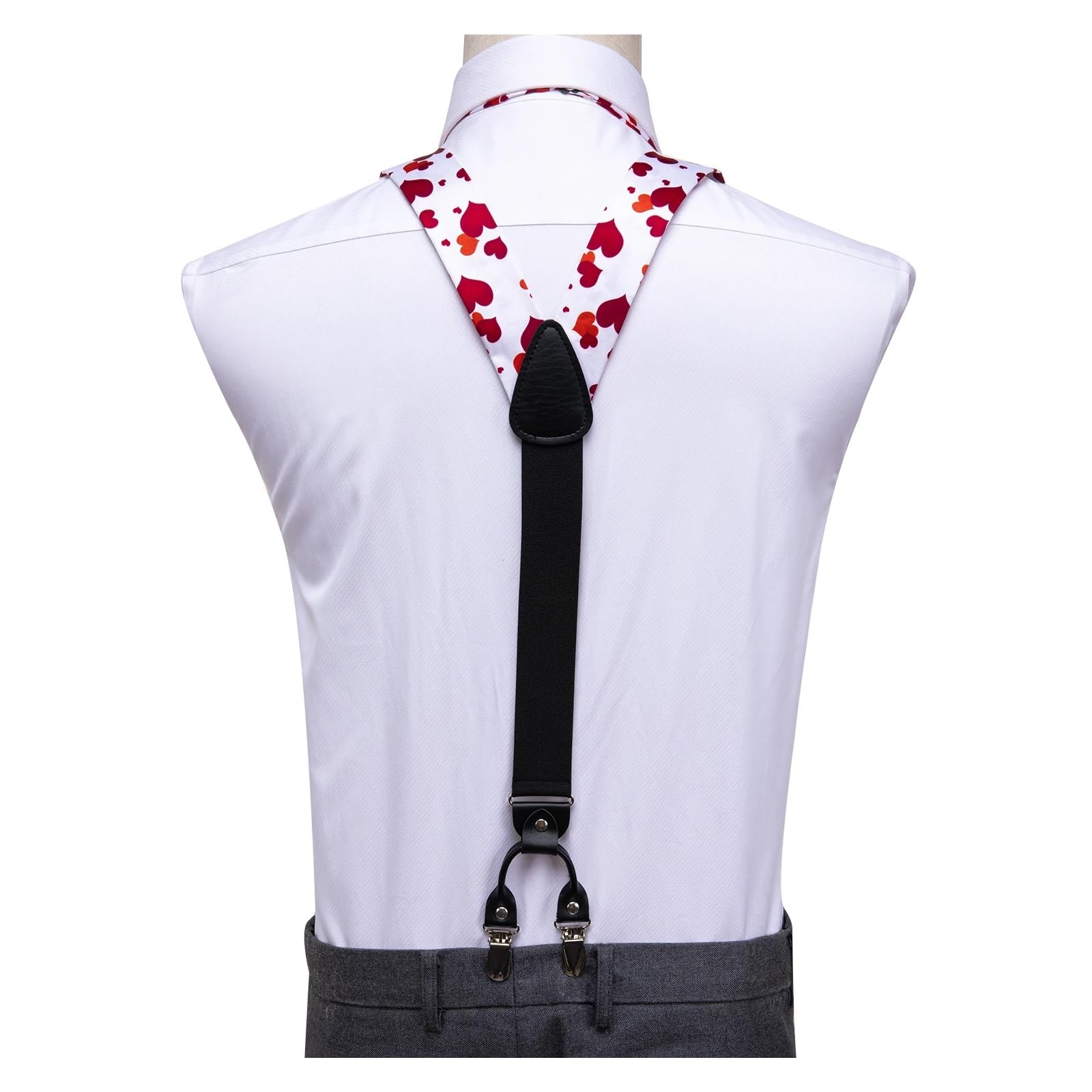 bretelles pour femme Soie adulte hommes bretelles métal 6 Clips bretelles noeud papillon Hanky ​​boutons de manchette mâle fête de mariage élastique réglable
