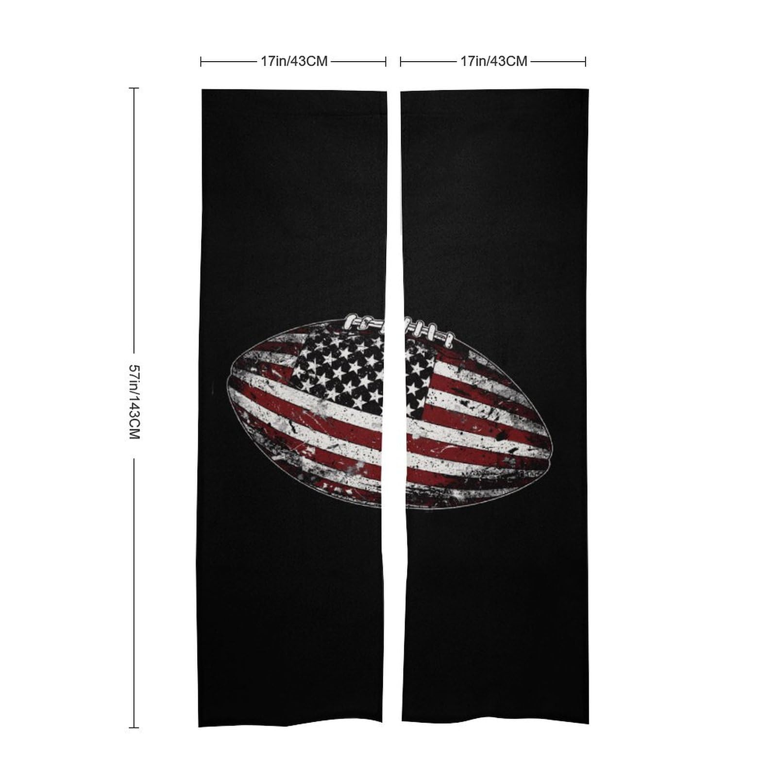 Football U.S. Flag Vintage Funny Doorway Curtain 2 Panel Insulated Window Door Cover for Patio Kitchen Bedroom