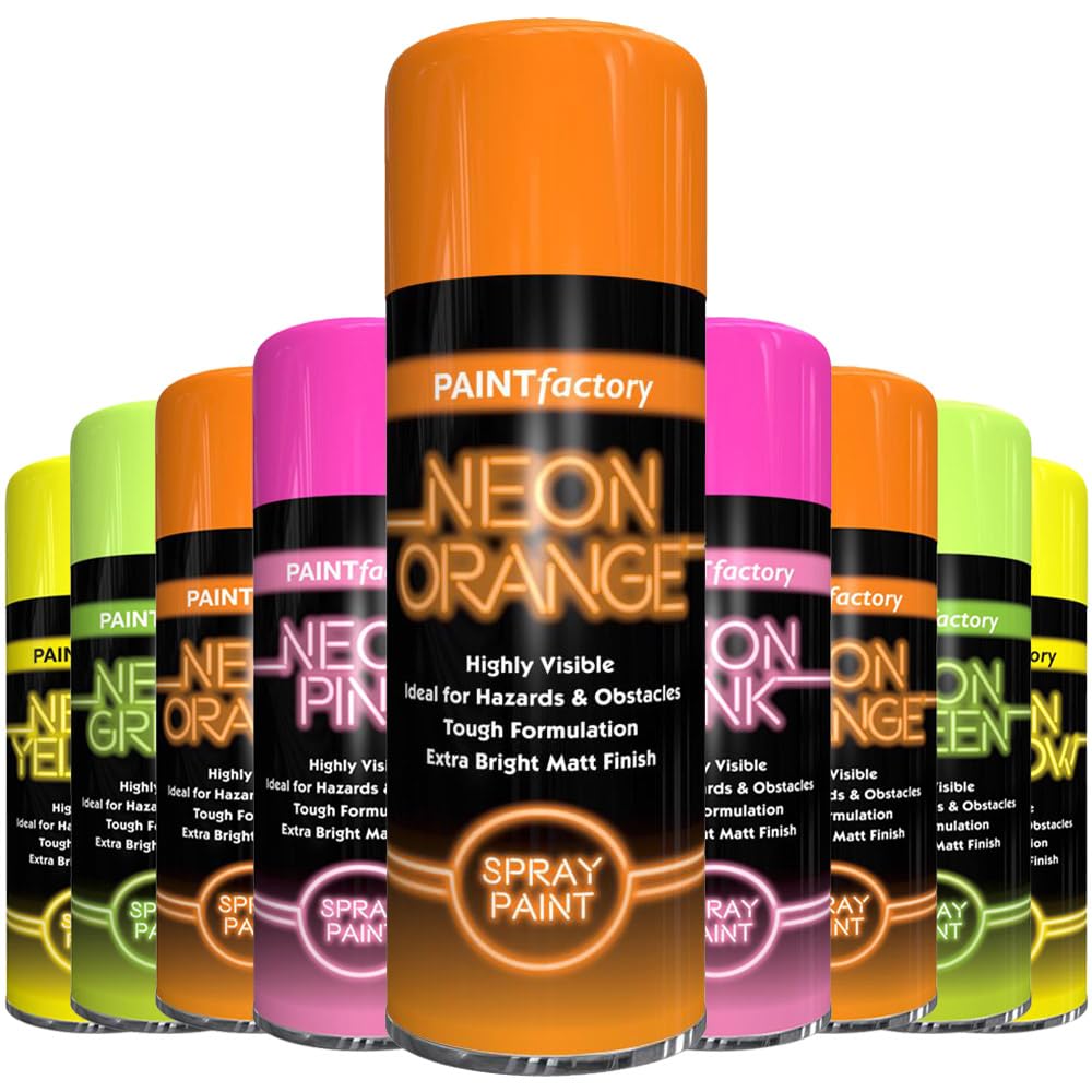AlezyB 1 x Orange Neon Spray Paint 400ml Fluorescent Bright Aerosol Extra Bright Graffiti (Banksey) Paint Assorted Colour