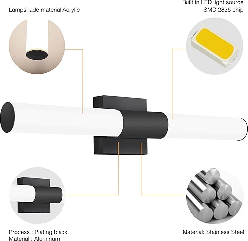 Miniatura 4 de Lámparas LED para tocador de baño, cromo pulido, luz blanca, 4500 K, moderno espejo de tocador de baño, accesorios de luces delanteras (19.68