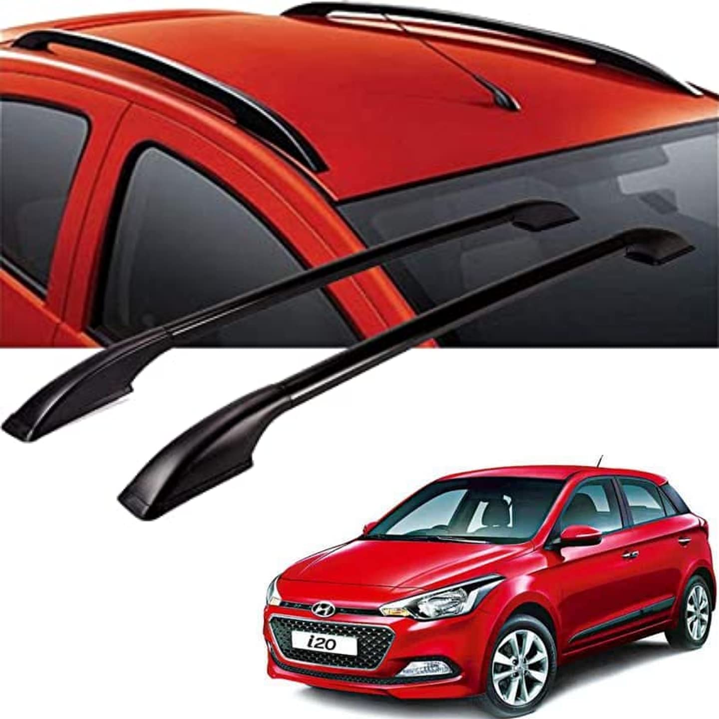DS ENTERPRISE Drill Free Roof Rails for Elite i20 2015-2019 Models - Black Color (Pack of 2)-image-46