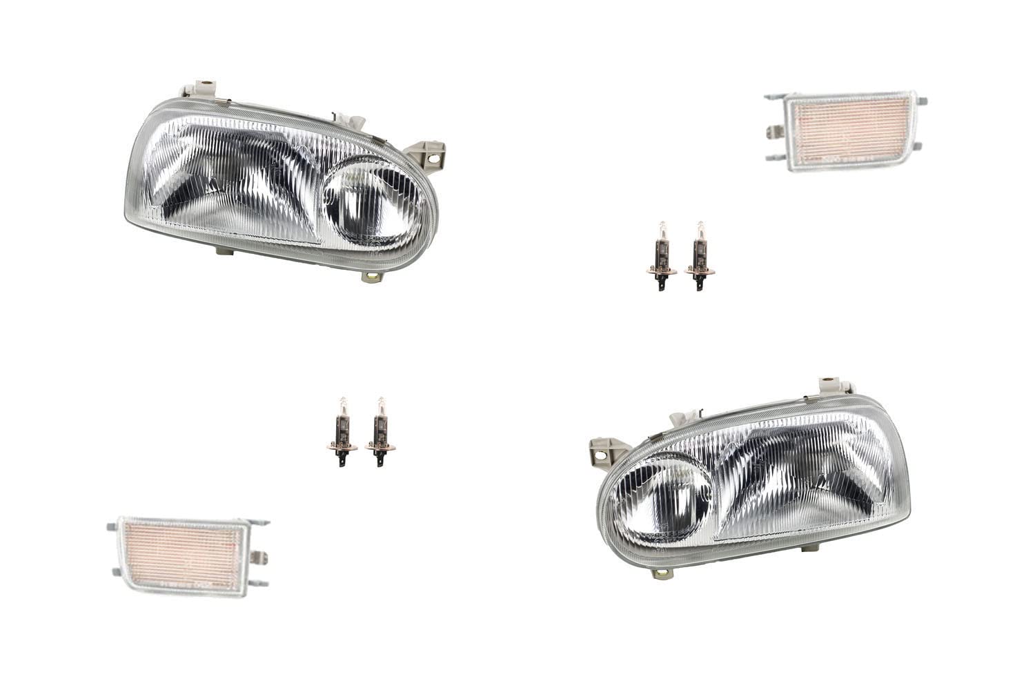Johns, Faro anteriore adatto per VW Golf III 1Hx0 91-97 + H1 H1 Set L R + indicatore di direzione