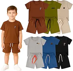 Conjunto Verão Infantil Liso Para Meninos em Algodão, Roupas de Verão Leves e Fresquinhas, Moda Infantil Masculina para Escola, Passeio e Dia a Dia - 1 a 8 Anos