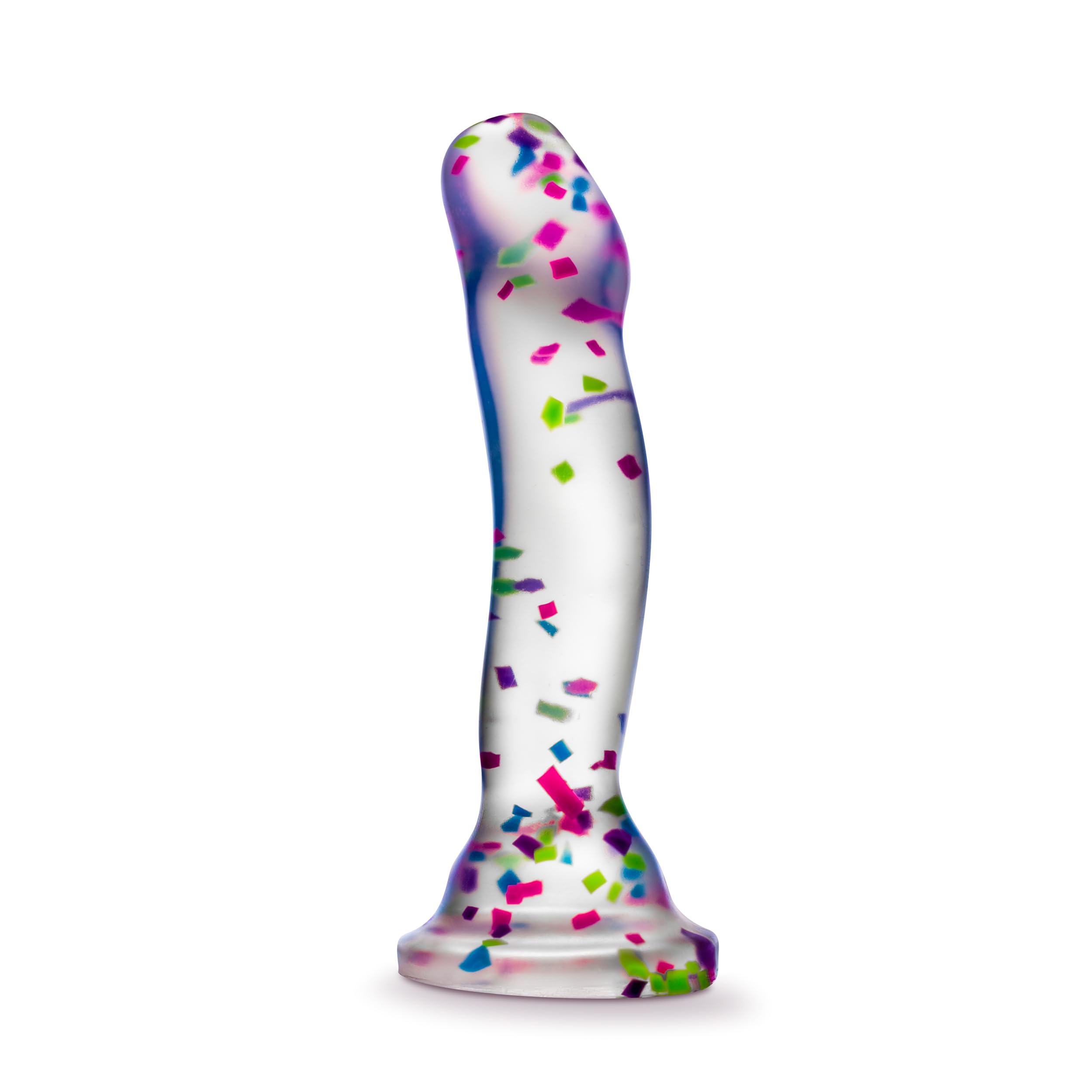 Blush Novelties Neo Elite Purio Silicone Glow in The Dark Dildo - 7.5 Inch Clear Dildo with Fun Confetti - Thoughtful Curves for G Spot & P Spot Pleasure - Silky Smooth Non Pourous - Sex Toy