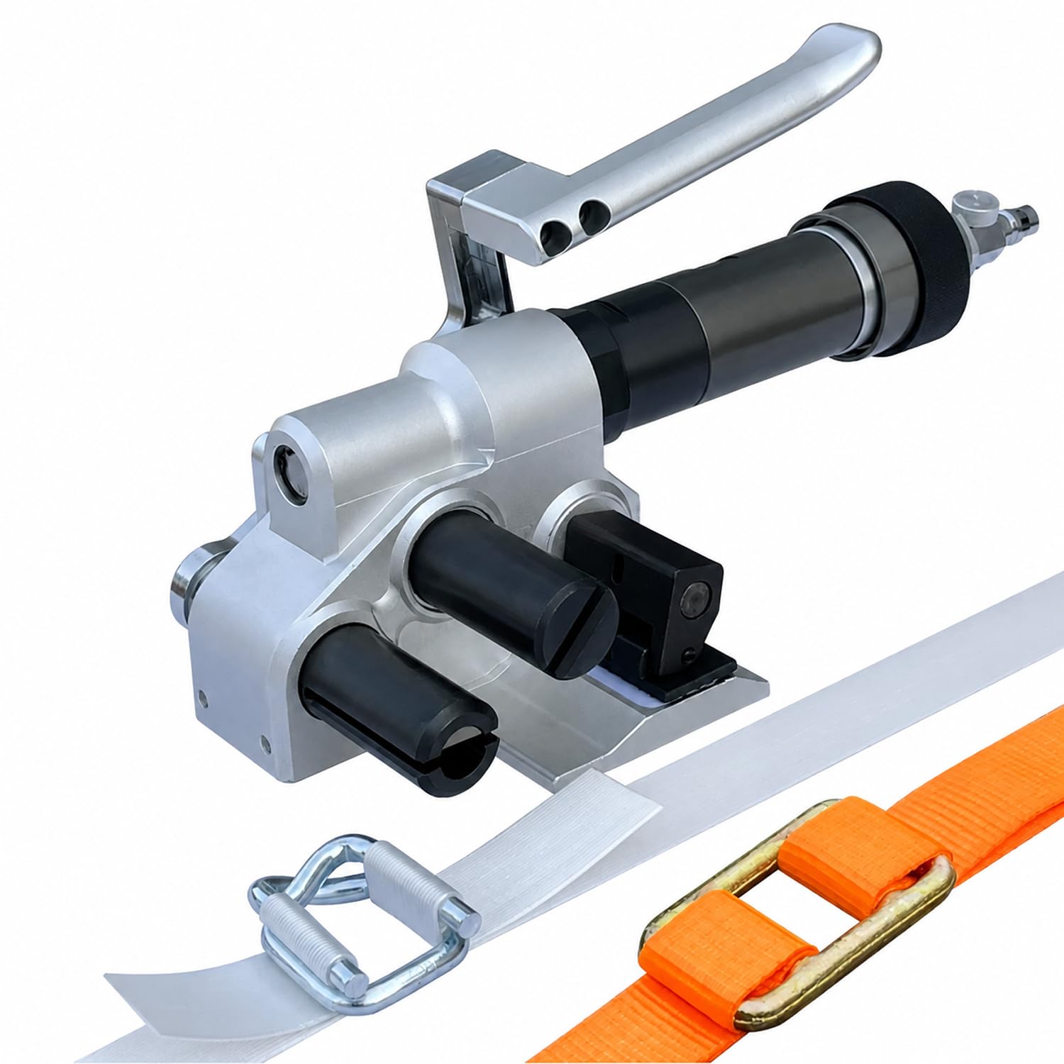 HiJiuAn Pneumatic Strapping Tool For Fiber Straps, 7500n Tension, Pallet Banding Strapping Kit, Packaging Banding Tool, X50 Composite Strap Tension Cutter Machine, For 0.7-1.9" Polyester Cord Strap