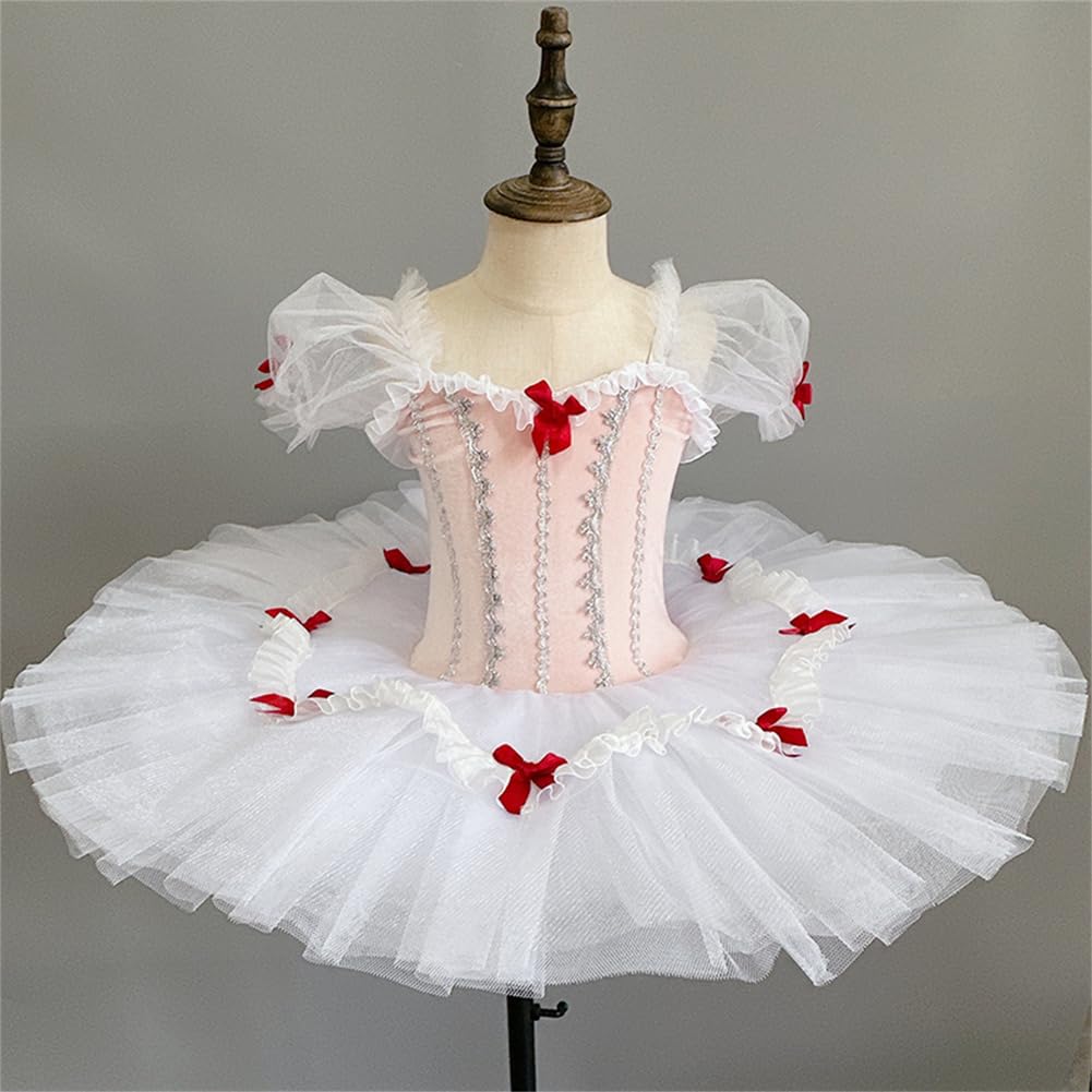 Ragazze Ricamo Canotta Balletto tutù Vestito Bambini Floreale Ginnastica Danza Ballerina Body Tulle Gonna Principessa Dancewear Competizione Performance Costume