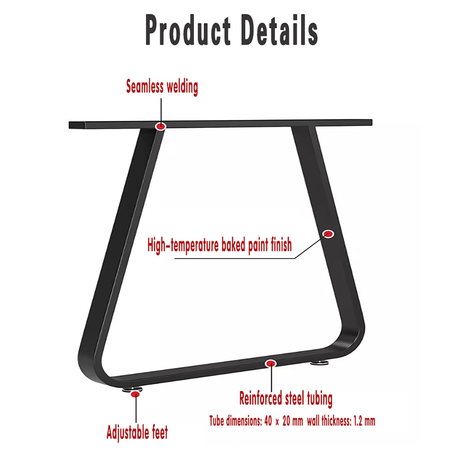 Generico 50x72cm Gambe di Supporto con piedi Regolabili Robuste