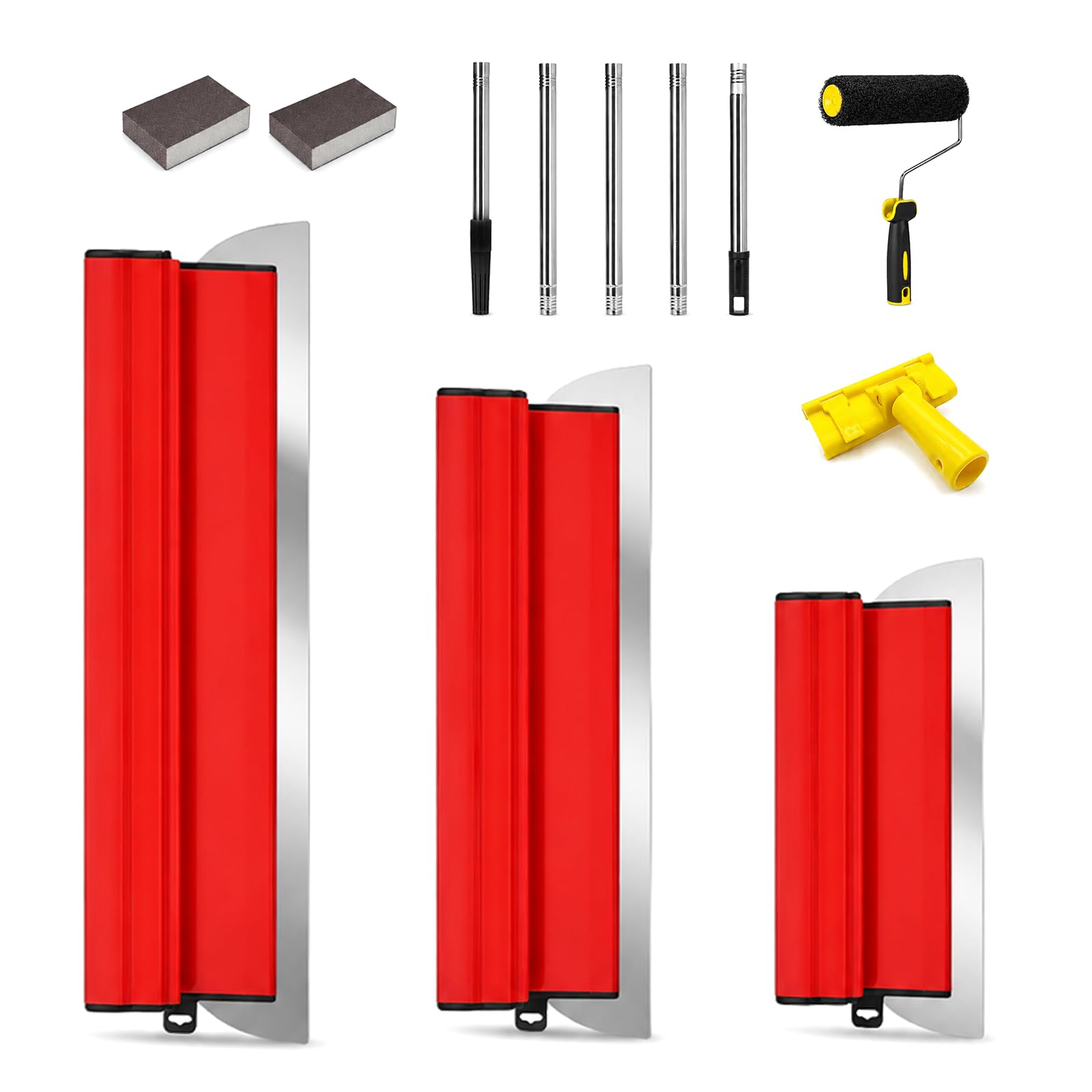 Drywall Skimming Blade Set with 18-79" Adjustable Extension Pole
