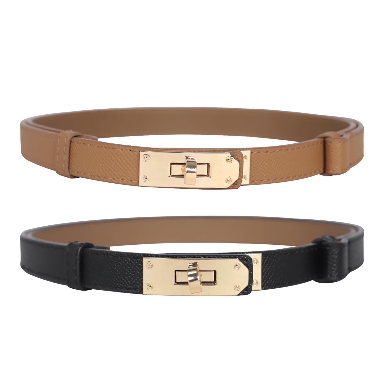 Aurolran Aurolran Women's Fashion Classic Metal Buckle Leather Belt with Jeans Dress, Abb-black-brown-royal Leaf, 32-35 (Pant 12-16)