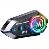 Motorcycle Helmet Blueototh Headset Speakers with Hifi Sound,Noise Cancellation,1000mAh Battery,25 Hours Use,Boom Mircrophone,Easy to Install Use with Golves,IPX6 Waterproof,Voice Assistant,FM