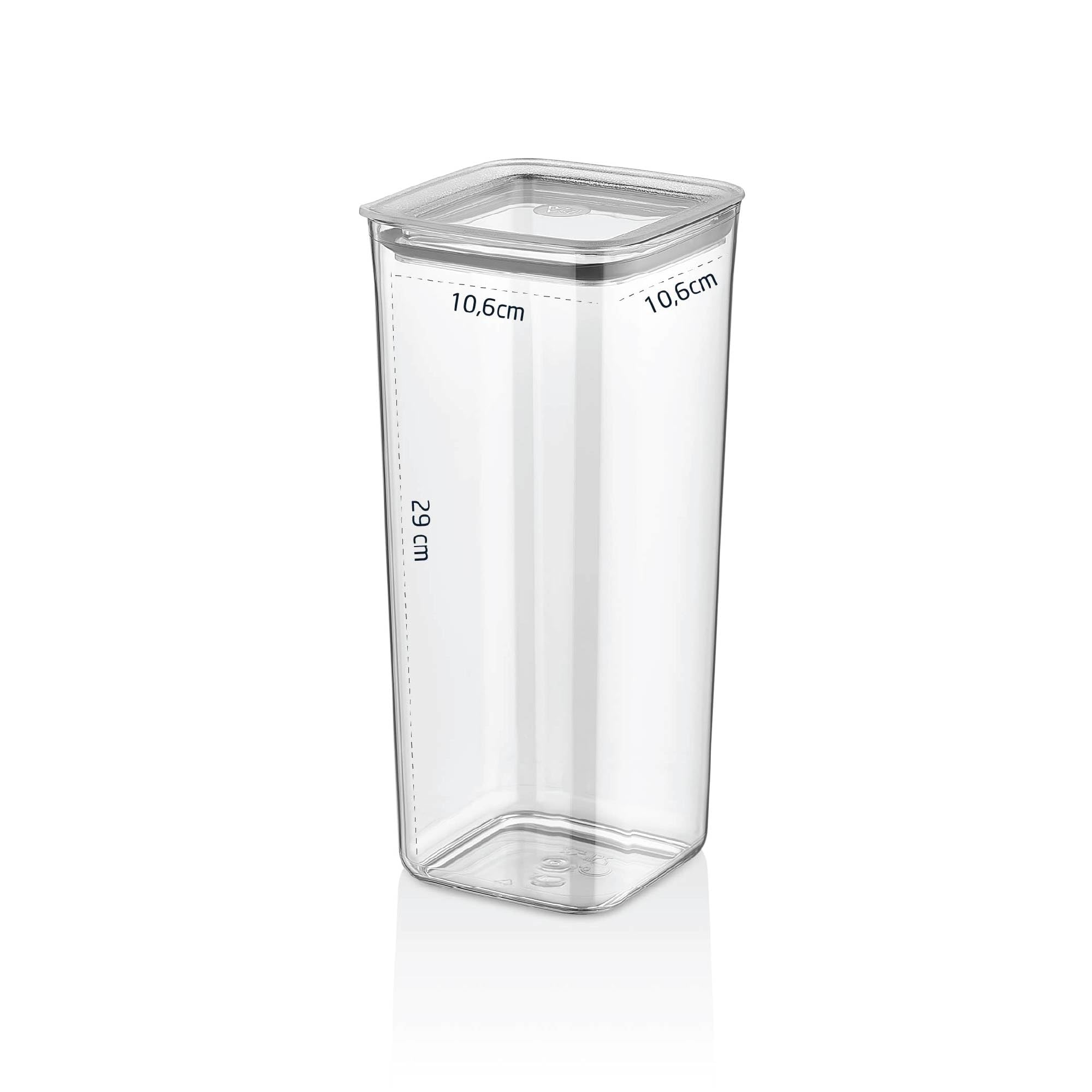 Vip Ahmet 12 Stück XXL Vorratsdosen Speisekammer - 2L extra hohe luftdichte Lebensmittelbehälter mit Vakuumdeckel für Spaghetti und Schüttkörner - 29cm Crystal Mica
