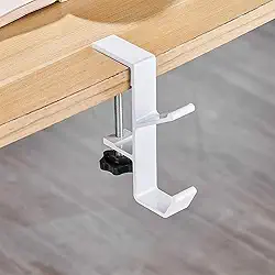 1 suporte de fone de ouvido, branco, suporte de fone de ouvido com ganchos duplos, suporte de fone de ouvido para jogos (preto)