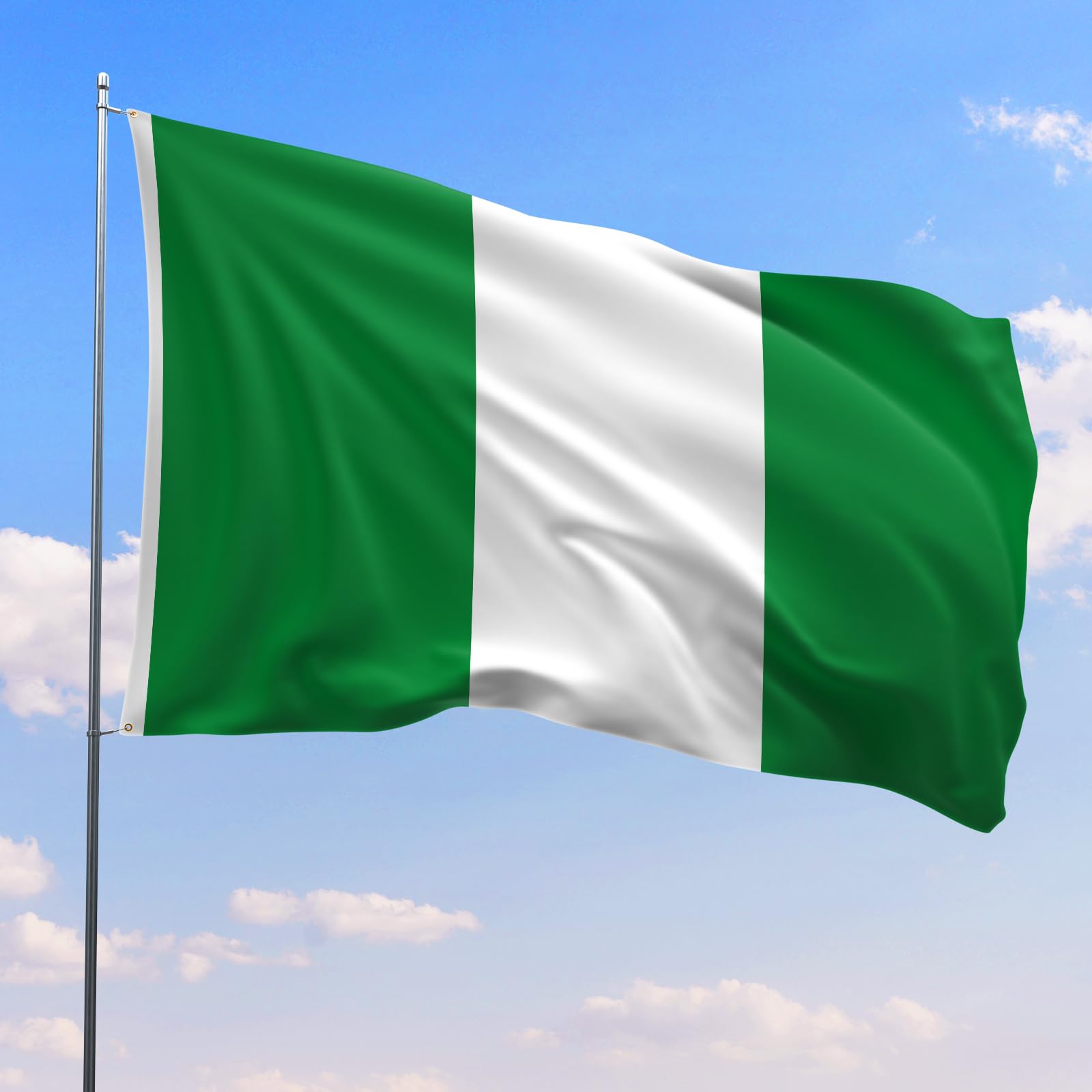 PartyYaa Nigerian Flag, 5ft x 3ft Nigeria Flag for Party Decoration Single Side with 2 Brass Eyelets, Waterproof - Image 4