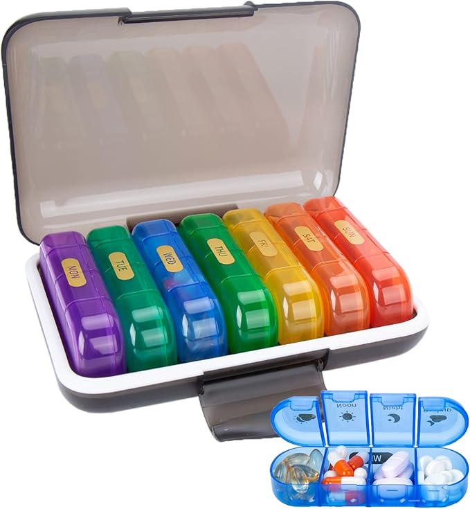 Smarban Pill Organizer 4 Times a Day,Pill Box,Medicine Organizer with