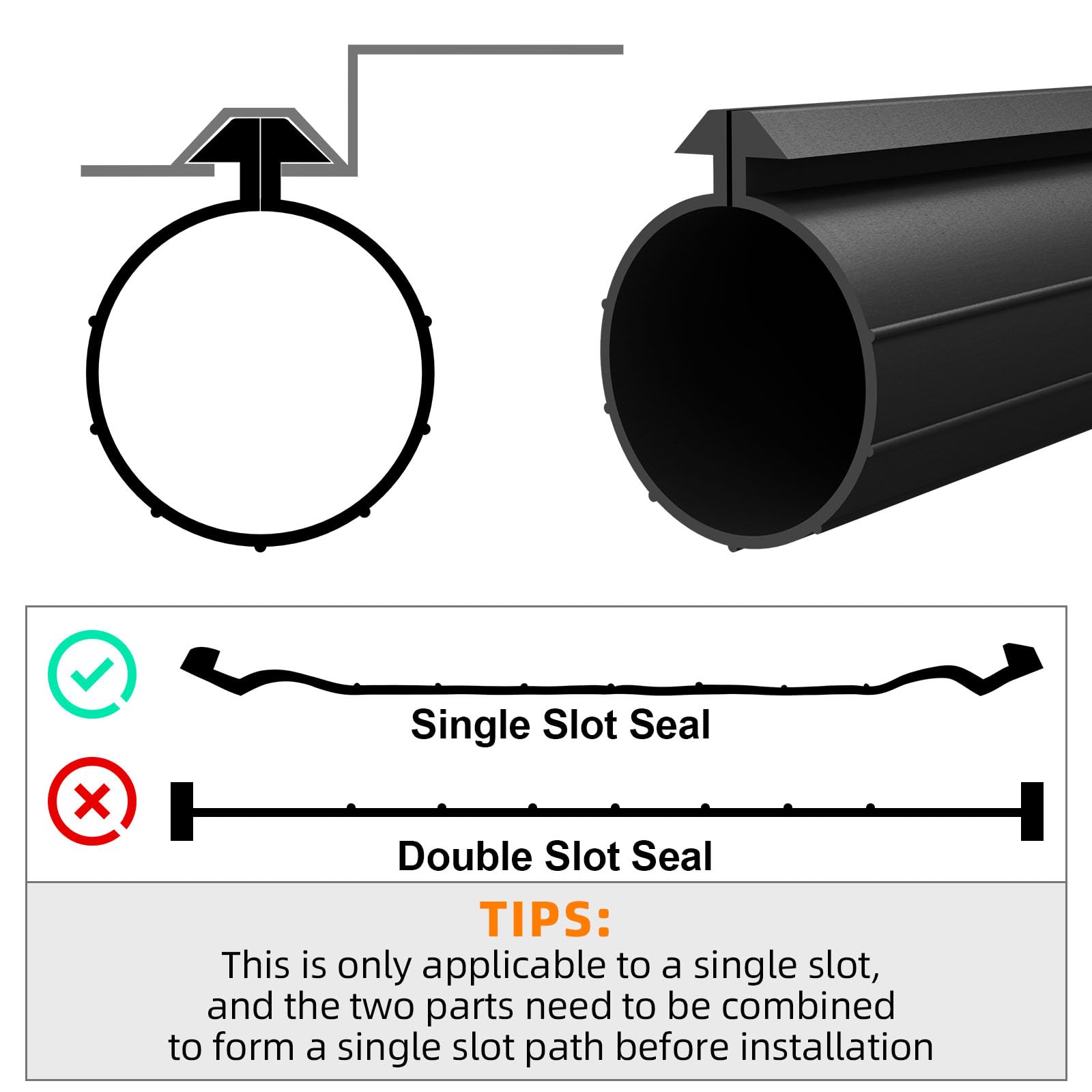 Ginchain Garage Door Bottom Seal, Single Slot Garage