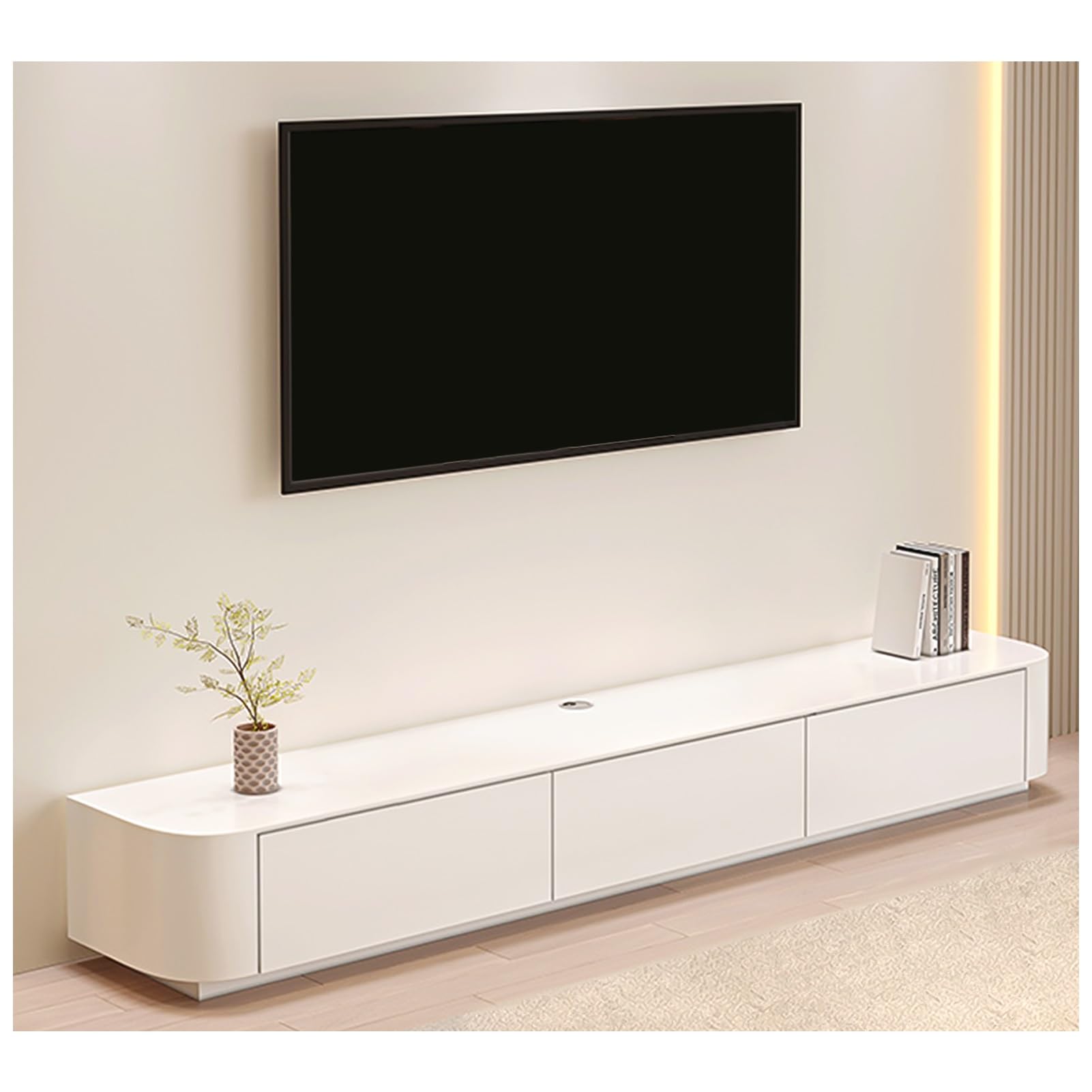 Console multimédia en bois blanc pour des soirées cinéma en famille