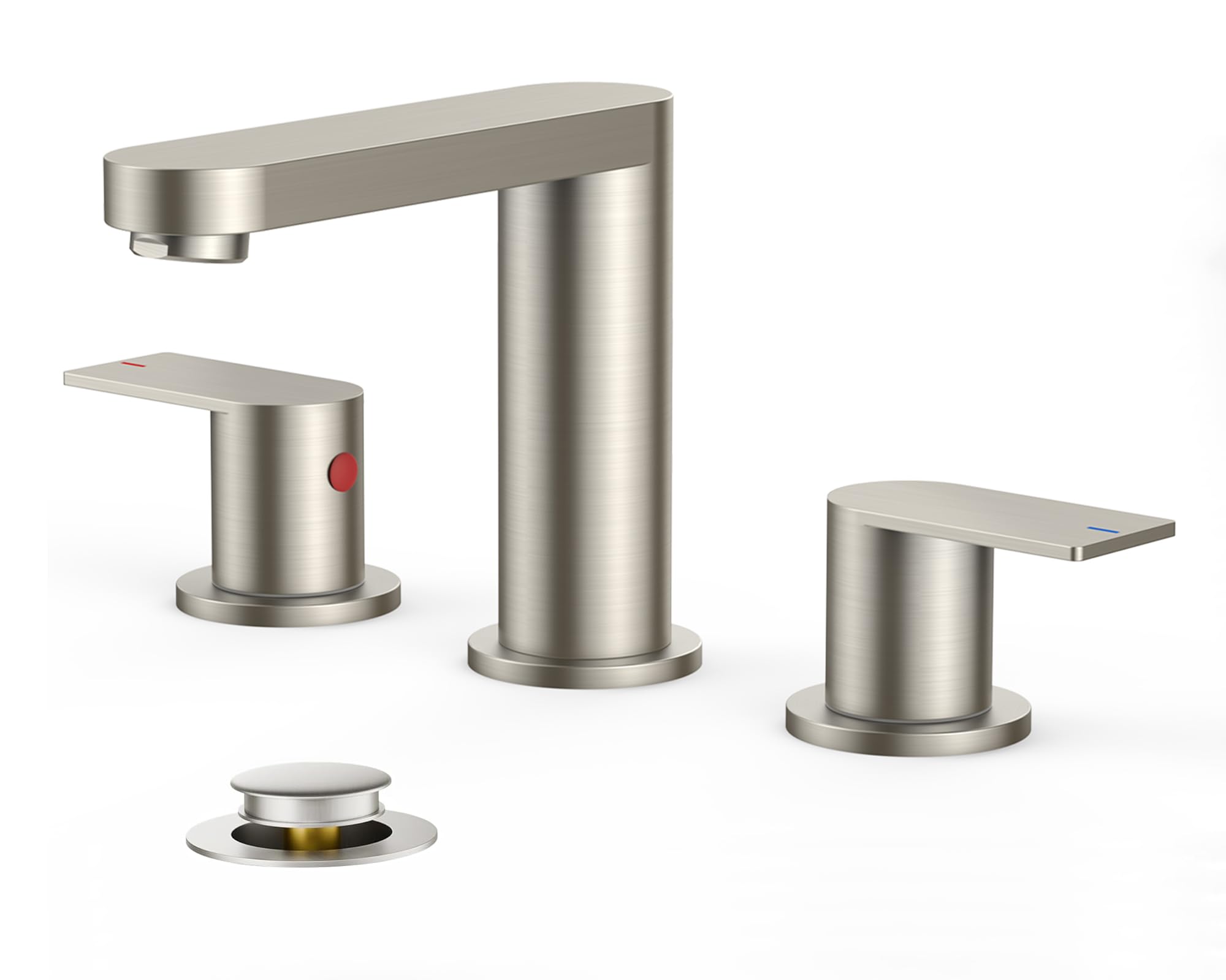 Rubinetti da Bagno in Nichel Spazzolato Rubinetto per lavabo da Bagno diffuso a 3 Fori, 8 Pollici con Scarico Pop-up e Linee di Alimentazione cUPC per lavabo, vanità, Lavanderia e Bagno