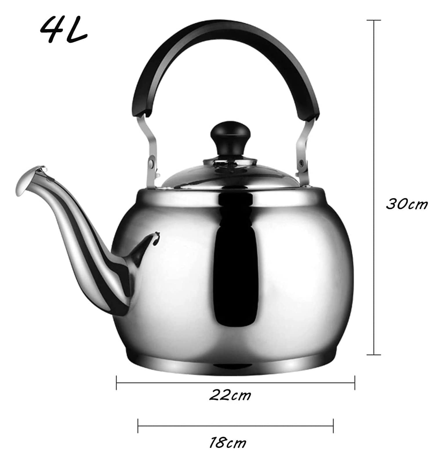 Tea Kettles, Kettle,TeapotWhistling Kettle. Kettle Stove Top Whistling Kettle Whistling Tea Kettle Heat- Ergonomic Handle and Polished Stainless Steel 3L/4L/5L Gas Kettle with Whistle(3L)(4L)
