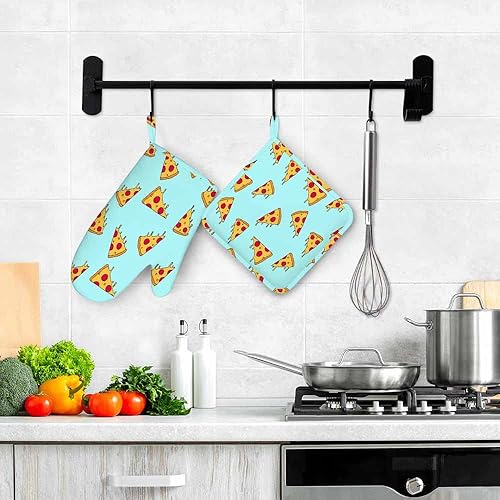 Miniatura 4 de Guantes de cocina antideslizantes para cocina y microondas resistentes al calor para hornear pizza