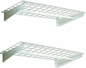 Hyloft 2-Pack Heavy Duty Steel Wall Garage Shelving, 36-Inch X 18-Inch Adjustable, Includes Hanging Rod, Max Shelf Load 200 Pounds, Item 777, White Powder Coated Finish