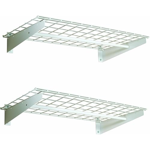 777 2-Pack Heavy Duty Steel Wall Garage Shelving, 36-Inch X 18-Inch Adjustable,,Includes Hanging Rod, Max Shelf Load 200 Pounds, White Powder Coated Finish