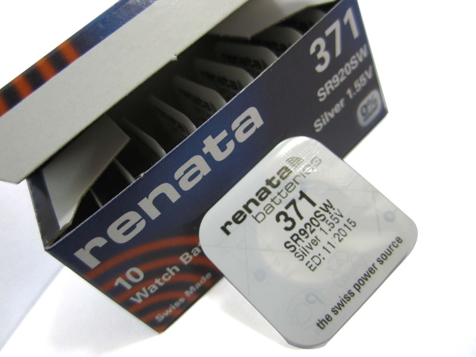 10pcs of Renata 371 SR920SW Swiss Watch Battery 1.55