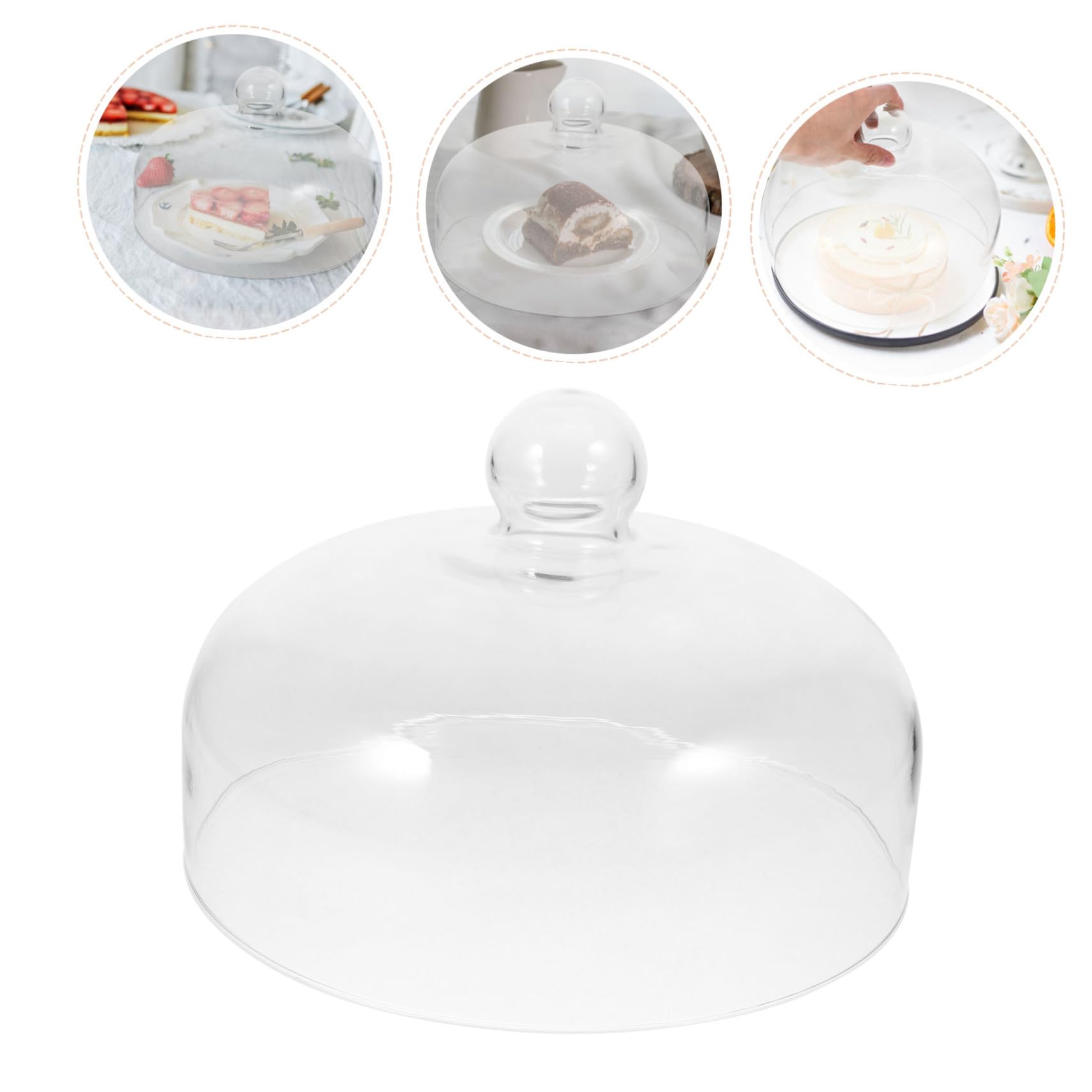 Cubierta de Vidrio para Pasteles y Postres Asa Cómoda, Protección Transparente para Mantener la Comida Limpia y Hogar