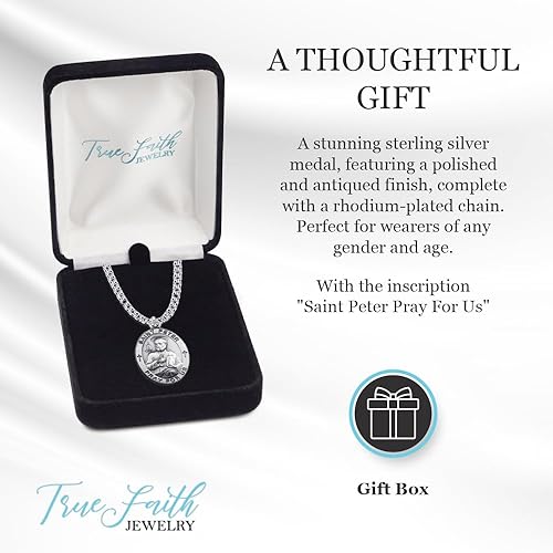 Miniatura 5 de True Faith Jewelry Sterling Silver Patron Medal 78 Inch