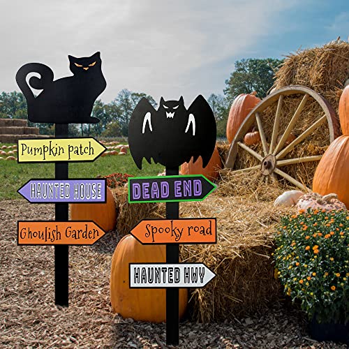 Halloween Decorations Outdoor, Decspas 2Pcs Decorative Garden Stakes Halloween Decor, Bat Cat Hocus Pocus Outdoor Halloween Decorations For Home, Gothic Hocus Pocus Decor For Garden, Yard, Patio, Lawn #TOP5