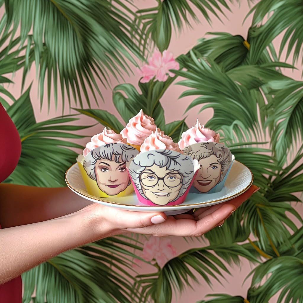 The Golden Girls Cupcake Wrappers (Set of 12) - Laser Cut Paper Cupcake Liners | Golden Girls Party Supplies and Birthday Decorations for Women, Bachelorette, and Bridal Parties