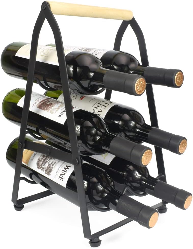 ZIIYAN Iron Tabletop Wine Racks, Foldable Portable Black