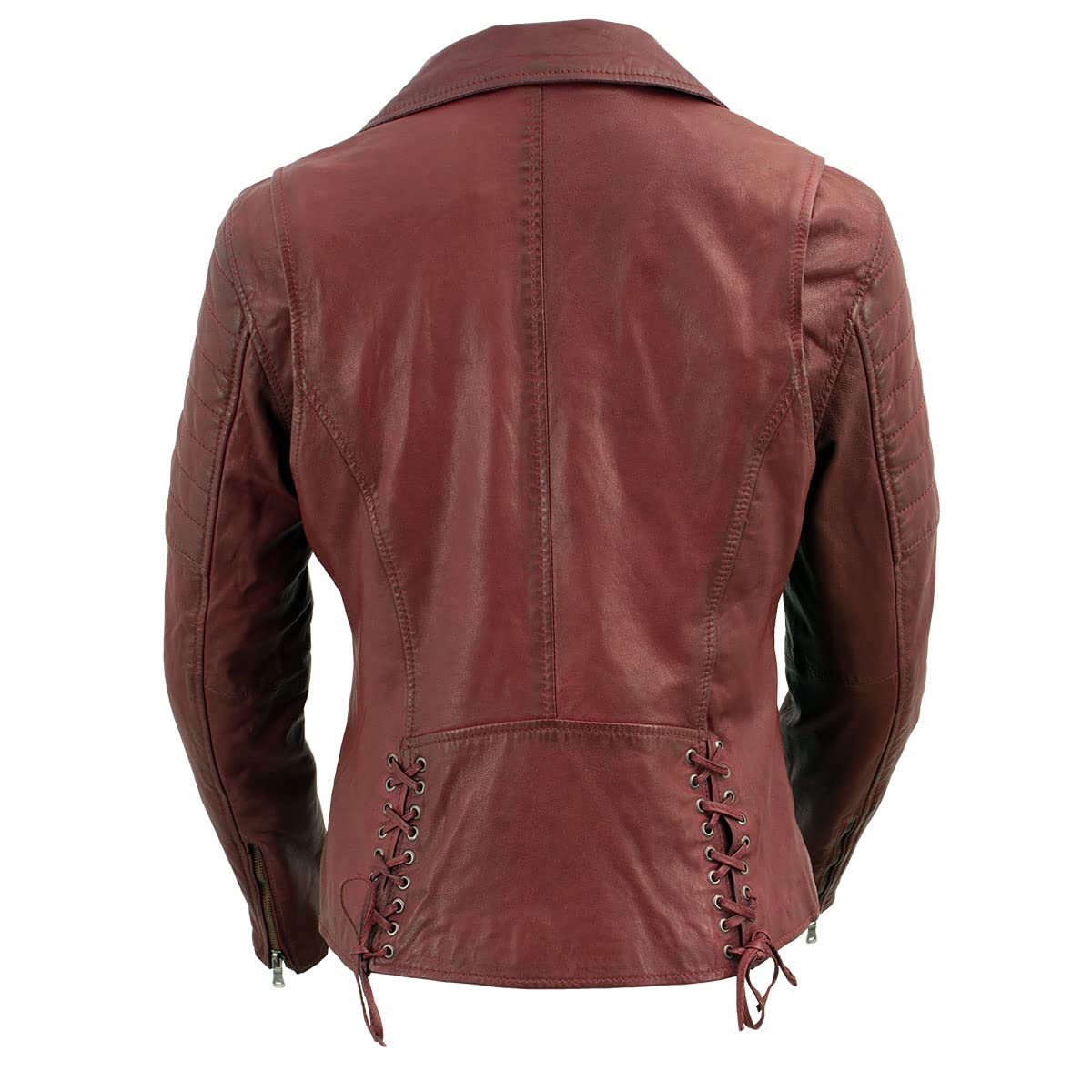 Milwaukee Leather Red Vintage Motorcycle Inspired Vegan Tan Fashion Leather Jacket for Women SFL2812 - Large