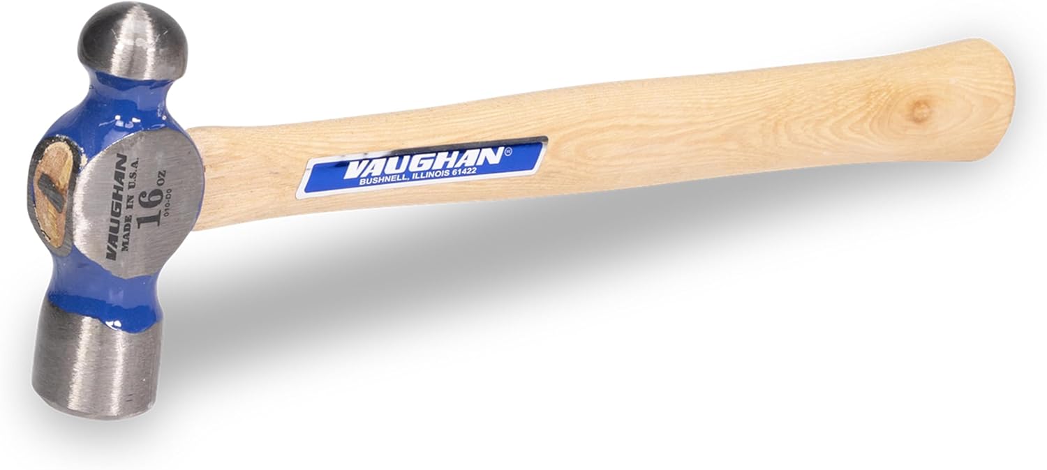 VAUGHAN Hickory Handle Ball Pein Hammers, 5 Piece Set, Made In The USA, Polished Striking Head, VN18710
