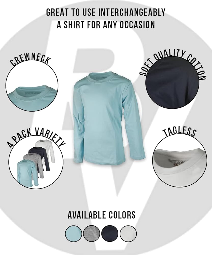Amazon.com: BROOKLYN VERTICAL Boys 4 Pack Long Sleeve Soft