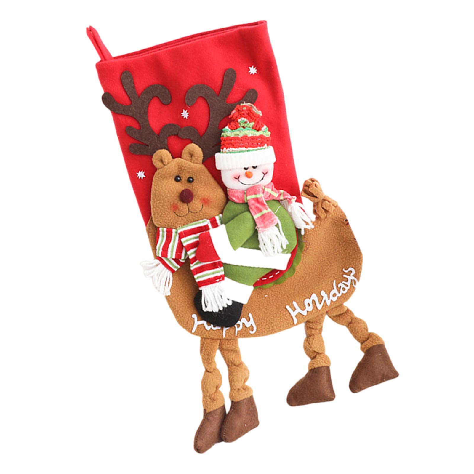 Hsioluted Christmas Stocking for Fireplaces Decoration Stylish Hanging Gifts Bag Santa/Snowman/Deer Ornament Party Supplies Holiday Accessories