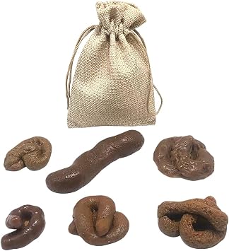 6 Pcs Fake Realistic Poops Plastic Fake Dog Poops Small Lifelike Poops Poop Prank Props with Drawstring Bags for April Fools Day Halloween